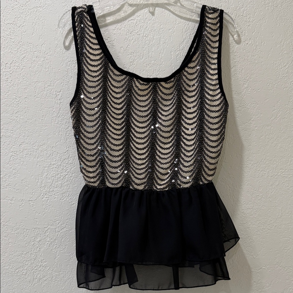 January 7 Black and Cream Sequined Blouse